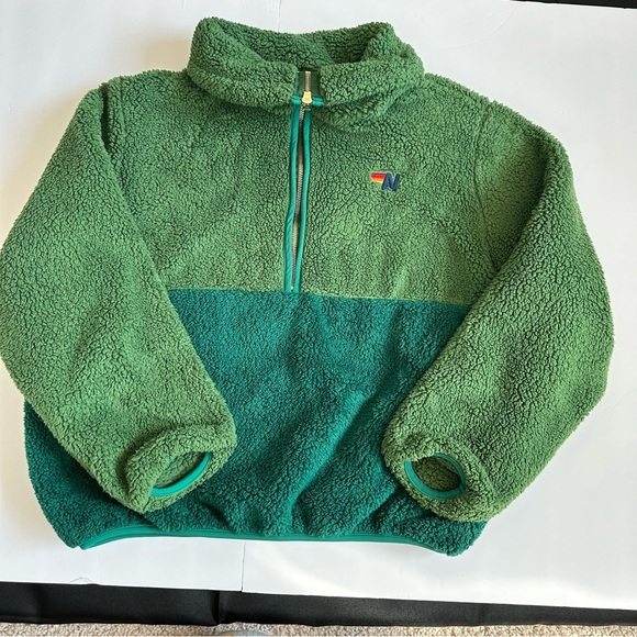 Aviation nation TEDDY UNISEX HALF ZIP  JACKET -GARDEN GREEN - Picture 3 of 15